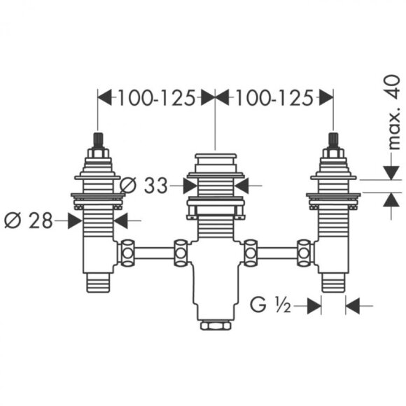 Скрытая часть смесителя hansgrohe на 3 отверстия на край ванны 13233180 Скрытая часть смесителя hansgrohe на 3 отверстия на край ванны 13233180