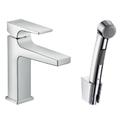 Смеситель hansgrohe Metropol для раковины с гигиеническим душем и сливным клапаном Push-Open 32522000 Смеситель hansgrohe Metropol для раковины с гигиеническим душем и сливным клапаном Push-Open 32522000