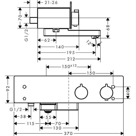 Термостат hansgrohe ShowerTablet 350 для ванны, хром 13107000