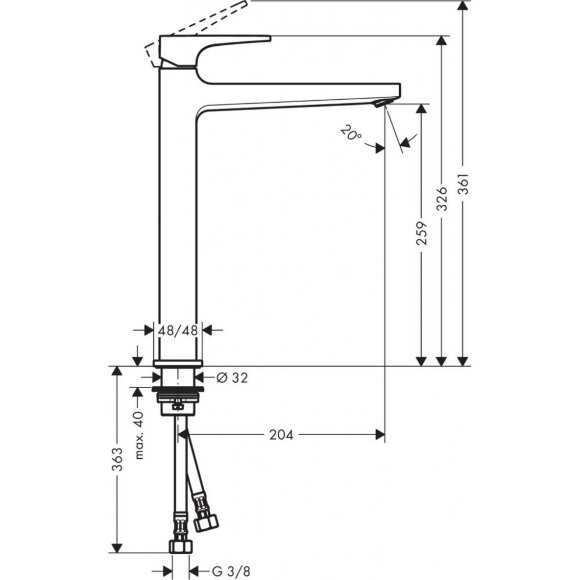 Смеситель hansgrohe Metropol для раковины со сливным клапаном Push-Open 74512000 Смеситель hansgrohe Metropol для раковины со сливным клапаном Push-Open 74512000
