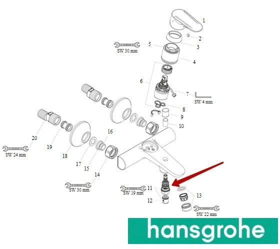 ПЕРЕКЛЮЧАТЕЛЬ ДУШ-ИЗЛИВ HANSGROHE 97978000