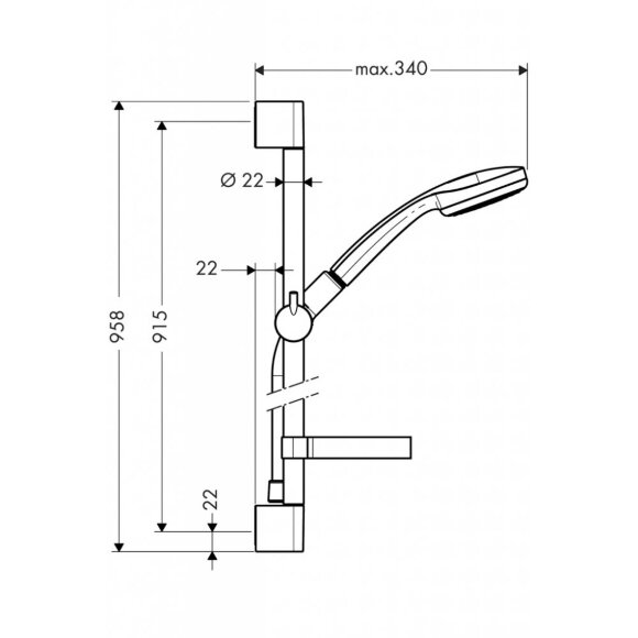 Душевой набор hansgrohe Croma 100 Mono/Unica C 27724000 Душевой набор hansgrohe Croma 100 Mono/Unica C 27724000