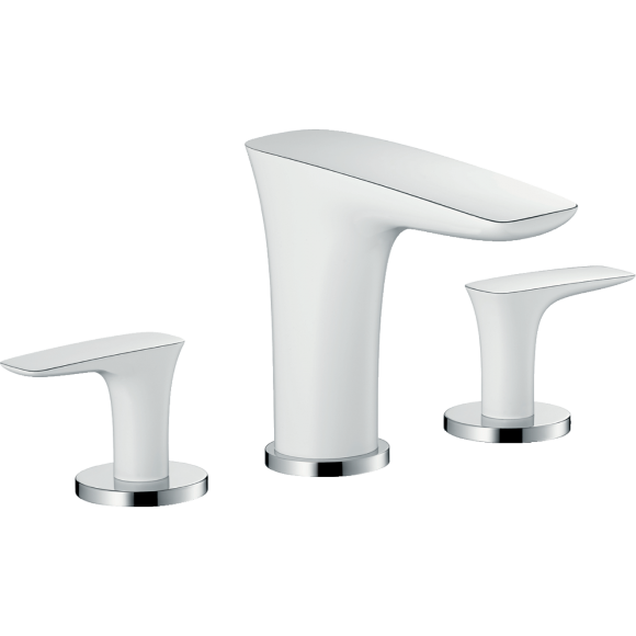 Смеситель hansgrohe PuraVida для раковины на 3 отверстия со сливным клапаном Push-Open, белый/хром 15073400 Смеситель hansgrohe PuraVida для раковины на 3 отверстия со сливным клапаном Push-Open, белый/хром 15073400