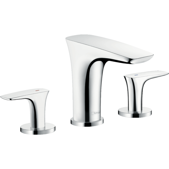 Смеситель hansgrohe PuraVida для раковины на 3 отверстия со сливным клапаном Push-Open, хром 15073000 Смеситель hansgrohe PuraVida для раковины на 3 отверстия со сливным клапаном Push-Open, хром 15073000