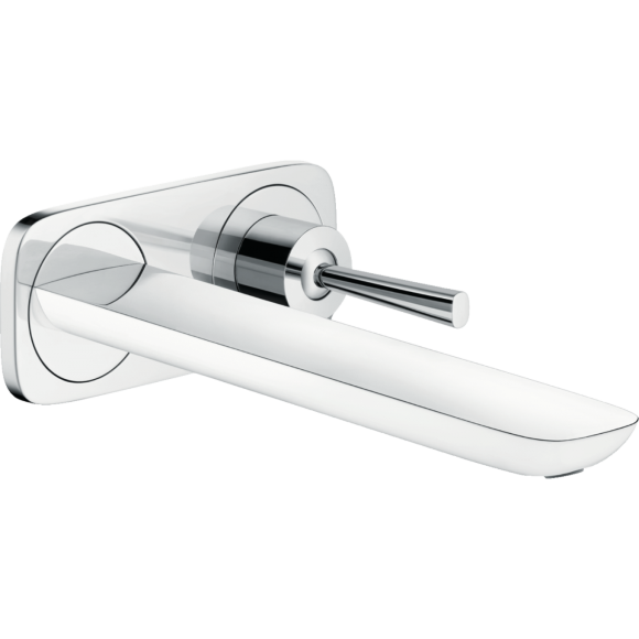 Смеситель hansgrohe PuraVida для раковины настенный с длинным изливом, белый/хром 15085400 Смеситель hansgrohe PuraVida для раковины настенный с длинным изливом, белый/хром 15085400
