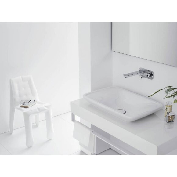 Смеситель hansgrohe PuraVida для раковины настенный с длинным изливом, белый/хром 15085400 Смеситель hansgrohe PuraVida для раковины настенный с длинным изливом, белый/хром 15085400