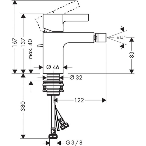 Смеситель hansgrohe Metris S для биде 31261000