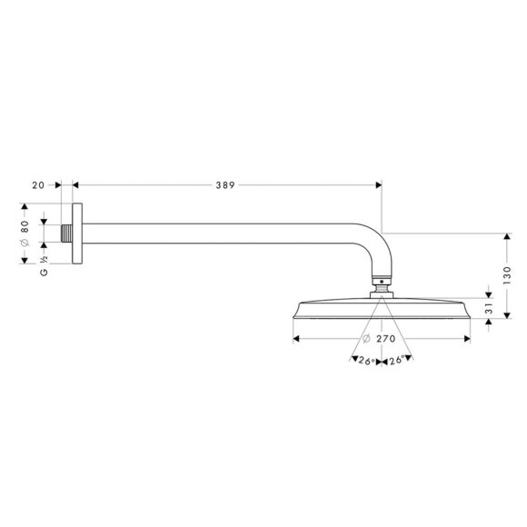 Верхний душ hansgrohe Raindance Classic AIR 240, хром 27424000