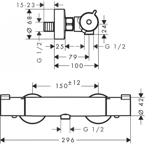 Термостат hansgrohe Ecostat 1001 CL ВМ для душа 13211000 Термостат hansgrohe Ecostat 1001 CL ВМ для душа 13211000