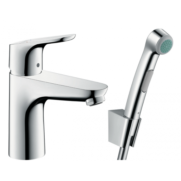 Смеситель hansgrohe Focus для раковины с гигиеническим душем и донным клапаном Push-Open 31927000
