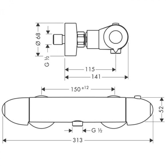 Термостат hansgrohe Ecostat Ecomax для душа 13356000 Термостат hansgrohe Ecostat Ecomax для душа 13356000