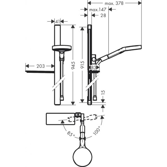 Набор для душа hansgrohe Rainfinity 130 3jet 27671000 Набор для душа hansgrohe Rainfinity 130 3jet 27671000