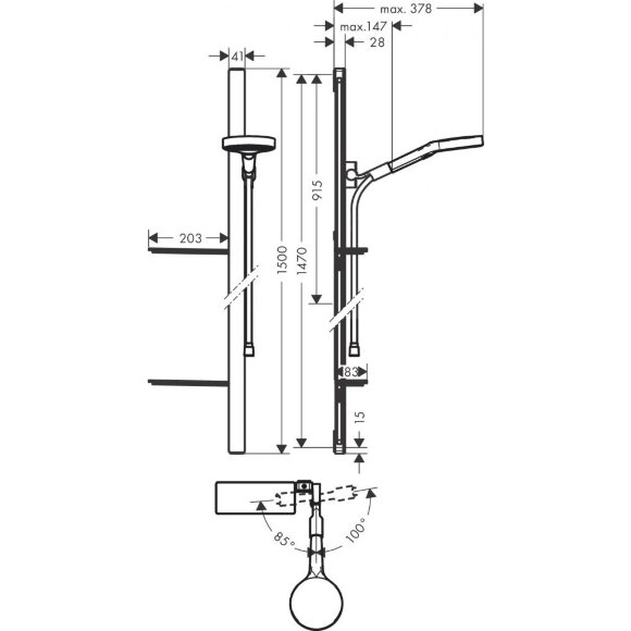Набор для душа hansgrohe Rainfinity 130 3jet 27673000 Набор для душа hansgrohe Rainfinity 130 3jet 27673000