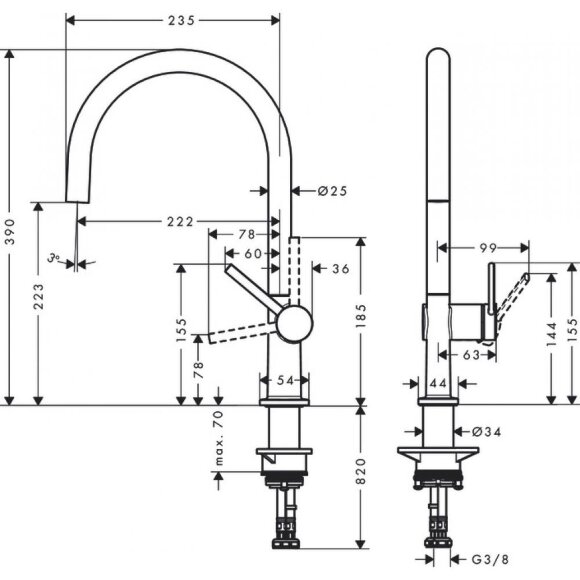 Кухонный смеситель hansgrohe Talis M54, однорычажный, 220, 1jet 72804000