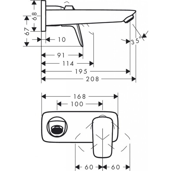 Смеситель hansgrohe Logis для раковины настенный, хром 71220000 Смеситель hansgrohe Logis для раковины настенный, хром 71220000