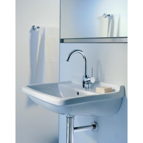 Смеситель hansgrohe Talis S для раковины с поворотным изливом и сливным гарнитуром, хром 32070000 Смеситель hansgrohe Talis S для раковины с поворотным изливом и сливным гарнитуром, хром 32070000