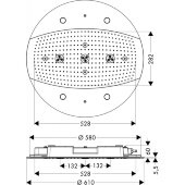 Верхний душ hansgrohe Raindance Rainmaker Air 3jet 600 с подсветкой, хром 28404000