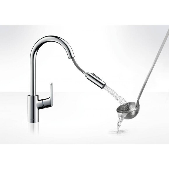 Смеситель hansgrohe Focus для кухонной мойки с выдвижным душем, хром 31815000