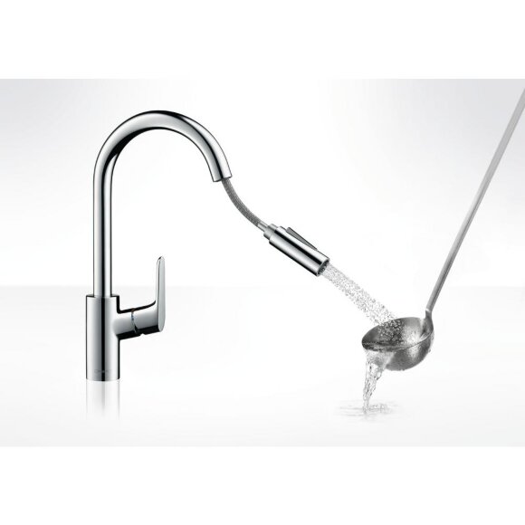 Смеситель hansgrohe Focus для кухонной мойки с выдвижным душем, хром 31815000
