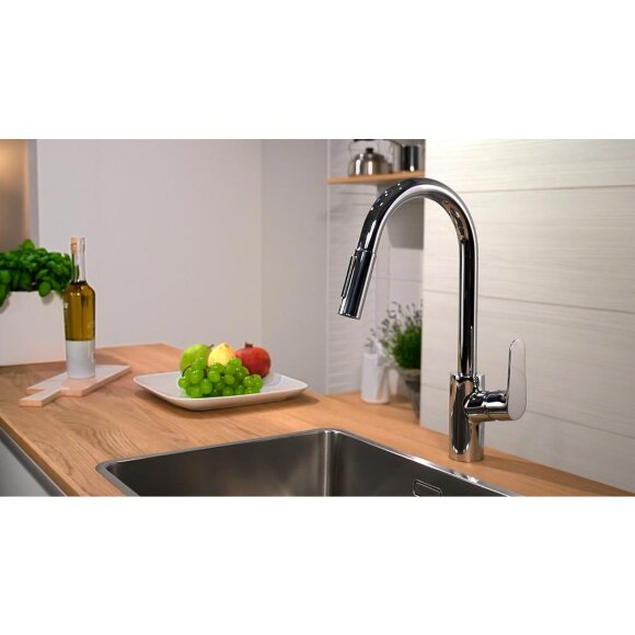 Смеситель hansgrohe Focus для кухонной мойки с выдвижным душем, хром 31815000