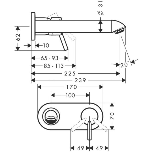 Смеситель hansgrohe Talis для раковины с длинным изливом, хром 31611000 Смеситель hansgrohe Talis для раковины с длинным изливом, хром 31611000