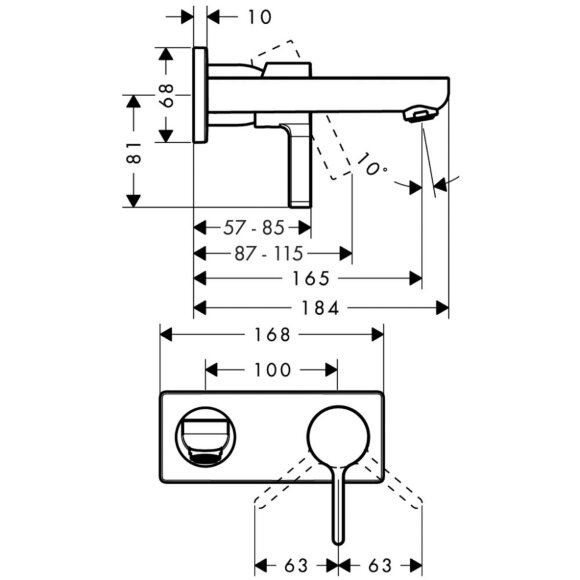 Смеситель hansgrohe Metris S для раковины настенный, хром 31162000 Смеситель hansgrohe Metris S для раковины настенный, хром 31162000