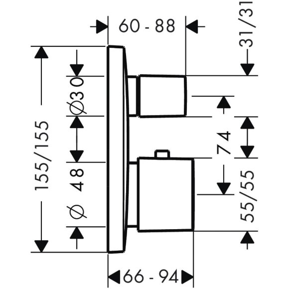 Термостат hansgrohe PuraVida для ванны 15775400 Термостат hansgrohe PuraVida для ванны 15775400