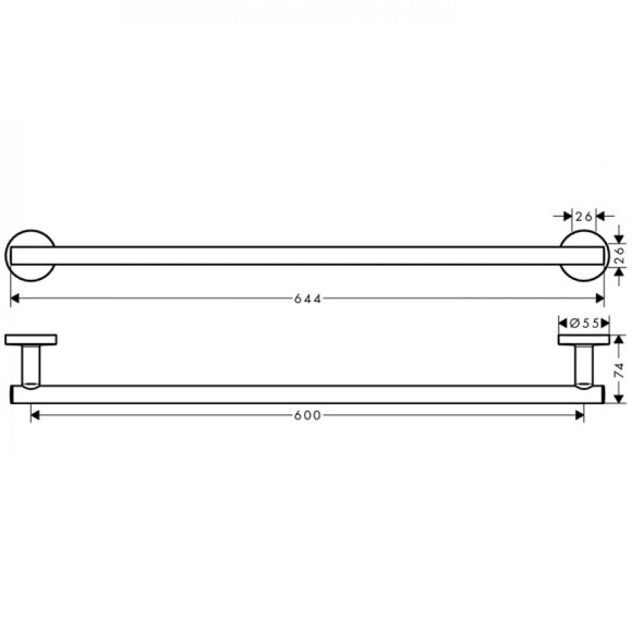 Держатель для банного полотенца Hansgrohe Logis Universal 41716000, 600 мм