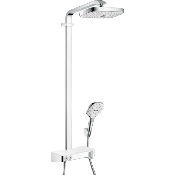 Душевая система hansgrohe Raindance Select E 300 2jet Showerpipe с термостатом, белый/хром 27126400 Душевая система hansgrohe Raindance Select E 300 2jet Showerpipe с термостатом, белый/хром 27126400