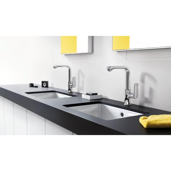 Смеситель hansgrohe Metris для раковины со сливным гарнитуром и поворотным изливом, хром 31087000 Смеситель hansgrohe Metris для раковины со сливным гарнитуром и поворотным изливом, хром 31087000