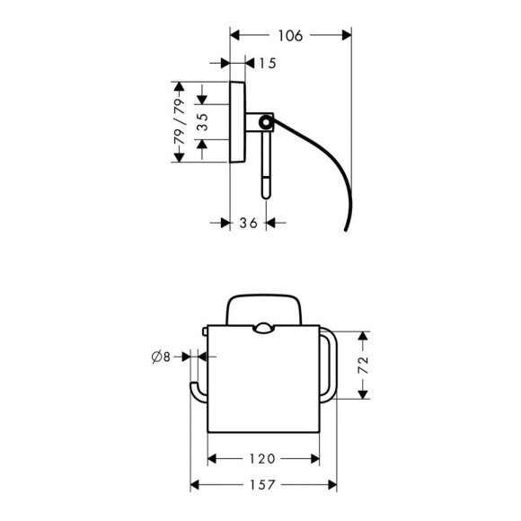 Держатель туалетной бумаги hansgrohe PuraVida с крышкой 41508000
