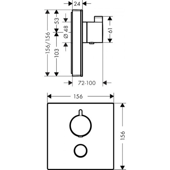 Термостат hansgrohe ShowerSelect Highfow для душа с отдельным выводом для ручного душа, стеклянный 15735400 Термостат hansgrohe ShowerSelect Highfow для душа с отдельным выводом для ручного душа, стеклянный 15735400