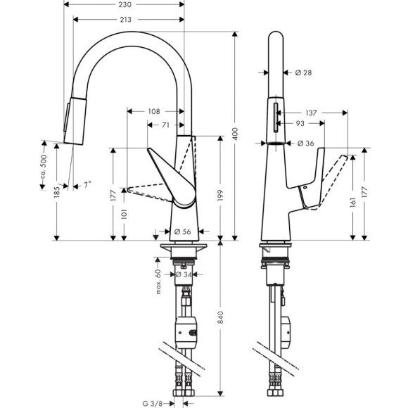 Смеситель hansgrohe Talis S для кухонной мойки 72813000