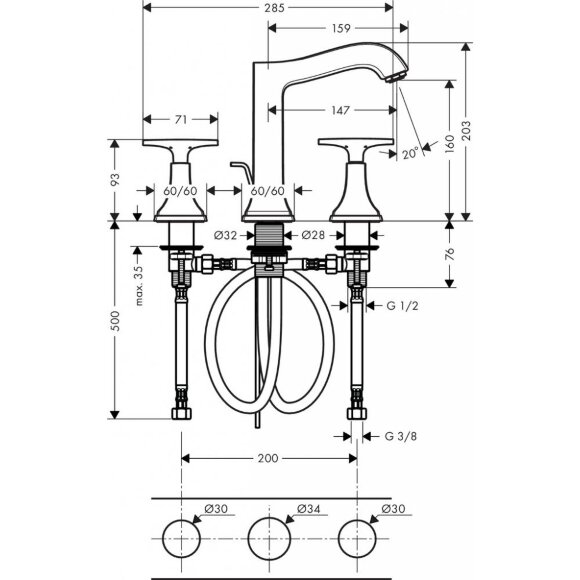 Смеситель hansgrohe Metropol Classic для раковины 31307000